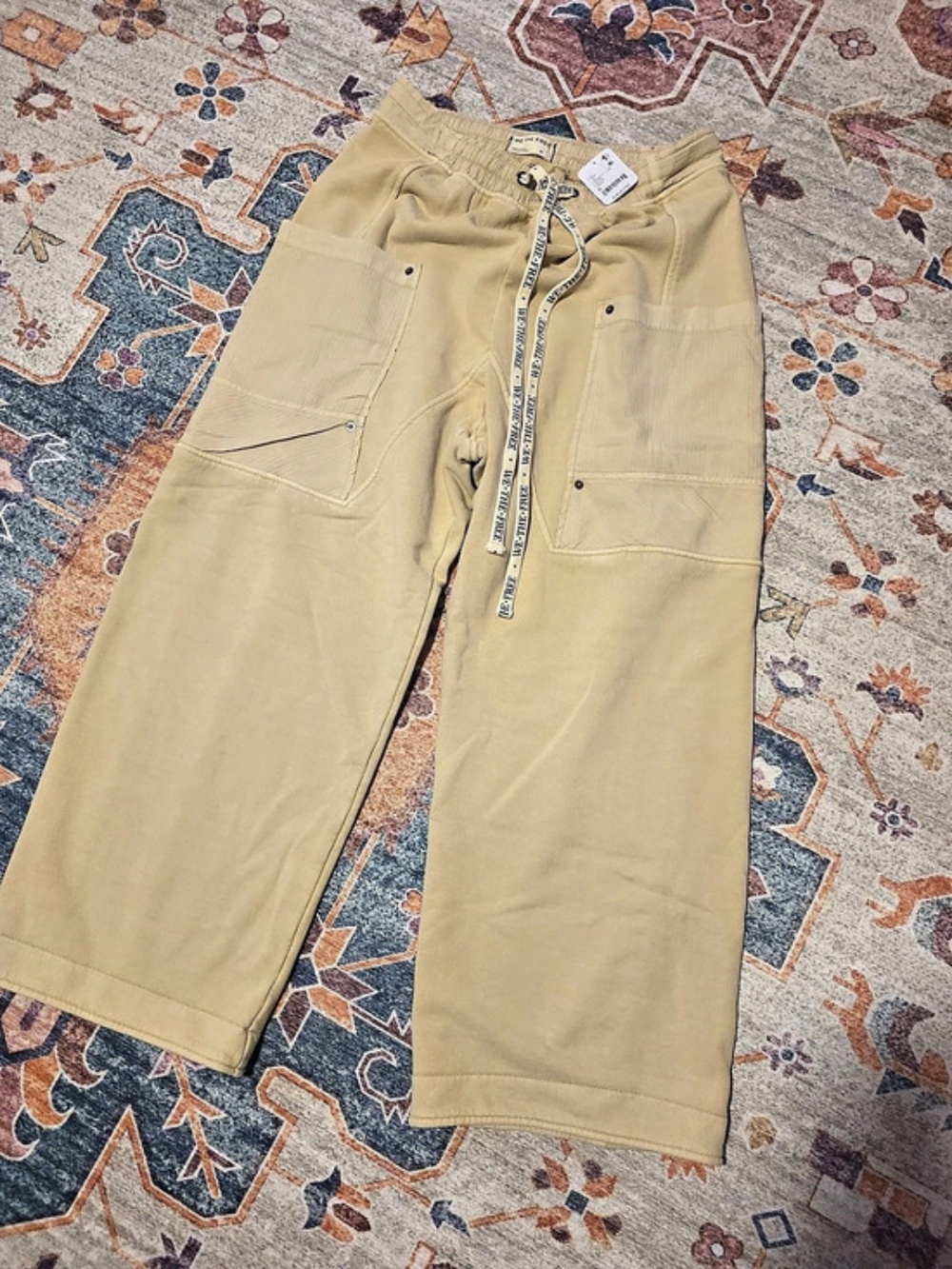 We The Free Jet SET Knit Pull On Pants in Yellow Size Medium NWT